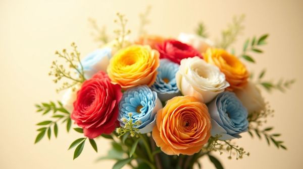 Des compositions florales vibrantes avec un bouquet rond coloré